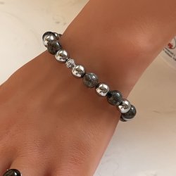 Mystisk Yooperlite &amp; Terahertz armbnd 8 mm  unisex beskyttelse og energi