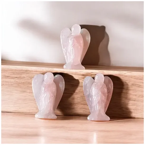 Rosenkvarts krystalengel  4 cm sttte til krlighed og indre balance.