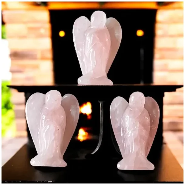 Rosenkvarts krystalengel  4 cm sttte til krlighed og indre balance.