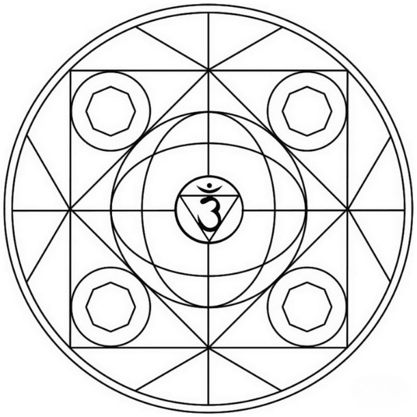 Krystalgrid med det kraftfulde Aum-symbol  | M�l ca. 22 x 22 cm