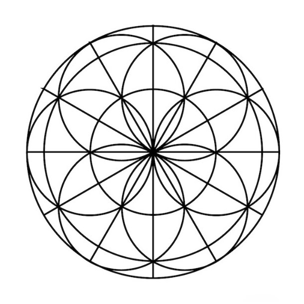 Krystal grid m�nster m. Seeds of Life-symbol| M�l ca. 21,5 x 23 cm
