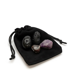 Stjerneskiftets Portal - krystalst med tektit, rgkvarts, rd granat og lepidolit