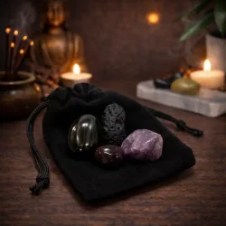 Stjerneskiftets Portal - krystals�t med tektit, r�gkvarts, r�d granat og lepidolit