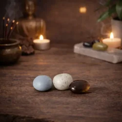 Krystals�t til Indre Stabilitet med Angelit, R�gkvarts og Skolesit