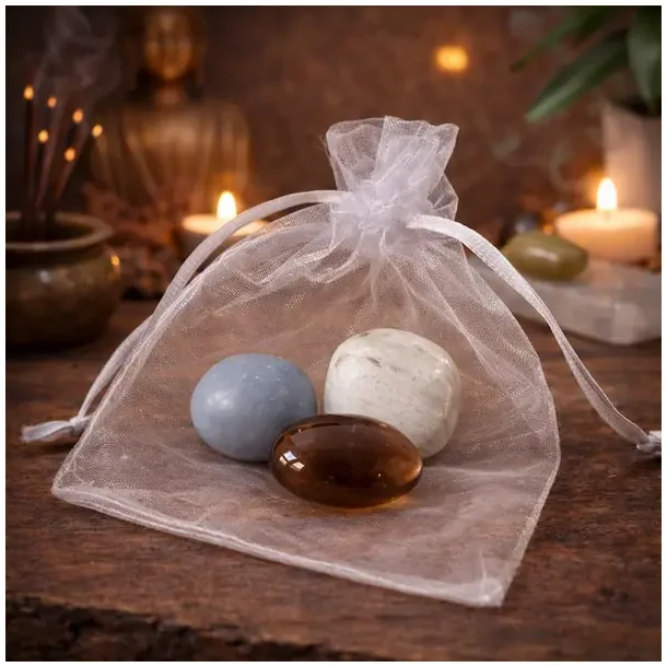 Krystals�t til Indre Stabilitet med Angelit, R�gkvarts og Skolesit