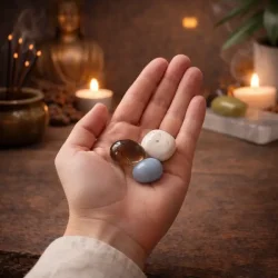 Krystals�t til Indre Stabilitet med Angelit, R�gkvarts og Skolezit