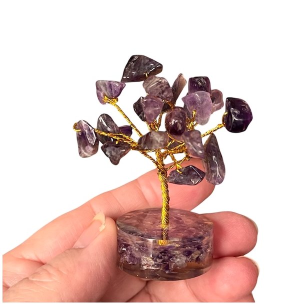 Krystal tr i Ametyst p Orgonitbase  Hjde 5,5 cm