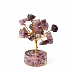 Krystal tr� i Ametyst p� base � H�jde 5,5 cm