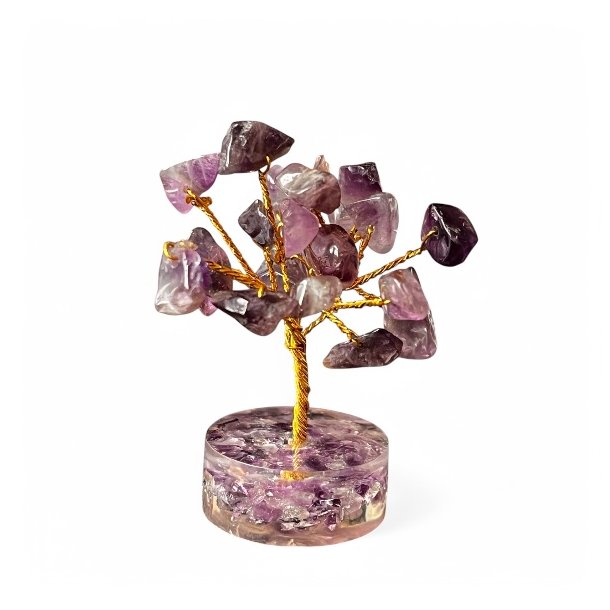 Krystal tr� i Ametyst p� base � H�jde 5,5 cm