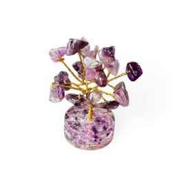 Krystal tr� i Ametyst p� base � H�jde 5,5 cm