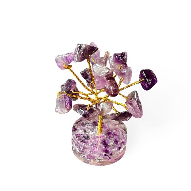 Krystal tr i Ametyst p Orgonitbase  Hjde 5,5 cm