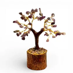 Ametyst krystaltr� p� tr�base med ametystchips 10 x 13 cm � spirituel dekoration