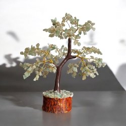 Krystaltr | Grn aventurin p base af neemtr | Ml udslet ca. 24 cm