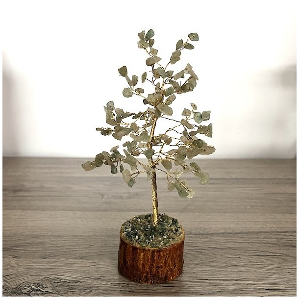 Krystaltr� | Gr�n aventurin p� base af neemtr� | M�l udsl�et ca. 18 - 19 cm