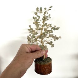 Krystaltr | Grn aventurin p base af neemtr | Ml udslet ca. 18 - 19 cm