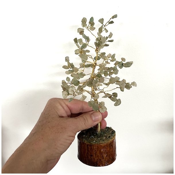 Krystaltr | Grn aventurin p base af neemtr | Ml udslet ca. 18 - 19 cm