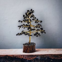 Krystaltr i sort agat p base af neemtr | Ml ca. 18-19 cm udslet