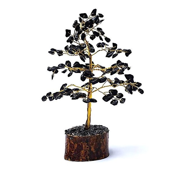 Krystaltr� i sort agat p� base af neemtr� | M�l ca. 18-19 cm udsl�et
