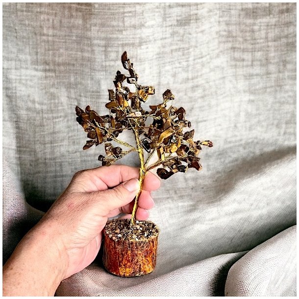 Krystaltr i Tigerje p base af neemtr | Ml ca. 15 - 18 cm udslet