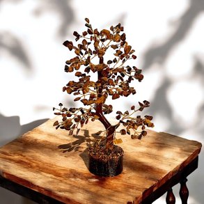 Krystaltr� i Tiger�je p� base af neemtr� | M�l ca. 24 cm udsl�et