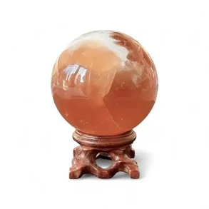 Smuk unika honning calcit kugle fra Pakistan 6,3 cm 344 g til dekoration og energi