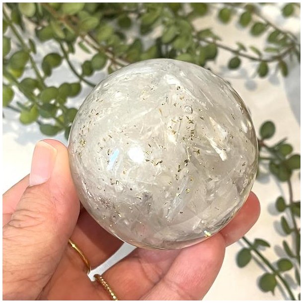 Orgonit kugle m. selenit og flower of life | M�l 6 cm 