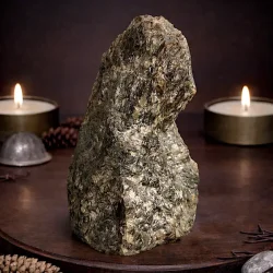 Stor Unik Labradorit Skive 1400g � 18,5 cm Poleret Front &amp; R� Bagside