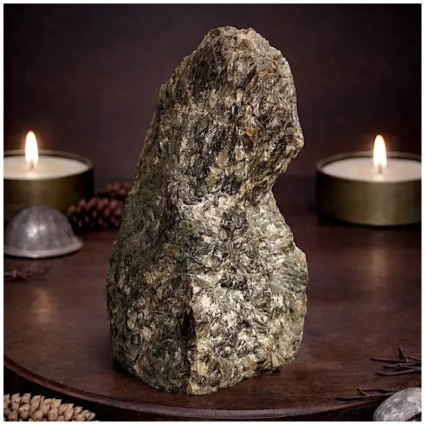 Stor Unik Labradorit Skive 1400g � 18,5 cm Poleret Front &amp; R� Bagside