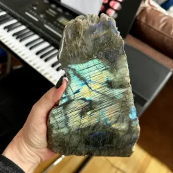 Stor Unik Labradorit Skive 1400g � 18,5 cm Poleret Front &amp; R� Bagside