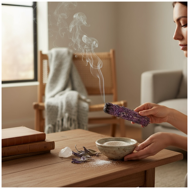 Lavendel smudgestick ca. 11,5 cm til aura rensning, energibalancering og indre ro