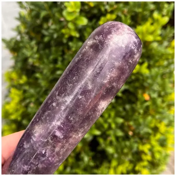 Lepidolit healerstav 16,2 cm  kraftfuld massagestav til ro, healing og indre balance