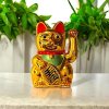 Guldfarvet Lucky Cat 13 cm  Symbol p held, lykke og mystik