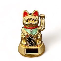 Guldfarvet Lucky Cat Maneki Neko  for held, velstand og positiv energi.