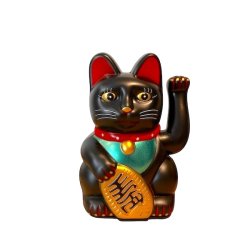 Sort Lucky Cat 13 cm � Symbol p� Held, lykke, Mystik og Beskyttelse