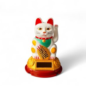 Hvid Lucky Cat Maneki Neko  bring held, velstand og harmoni ind i dit liv.