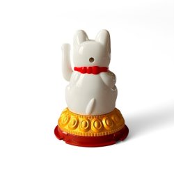 Hvid Lucky Cat Maneki Neko  bring held, velstand og harmoni ind i dit liv.