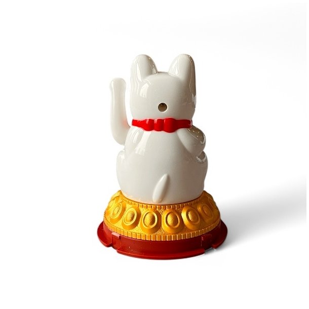 Hvid Lucky Cat Maneki Neko  bring held, velstand og harmoni ind i dit liv.