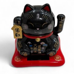 Sort Lucky Cat  En Unik og Sd Udgave af Den Klassiske Maneki Neko