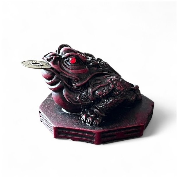 Rd Lykkefr med Lykkemnt  Tiltrk Held &amp; Overflod | 6,5 x 7 x 5,5 cm