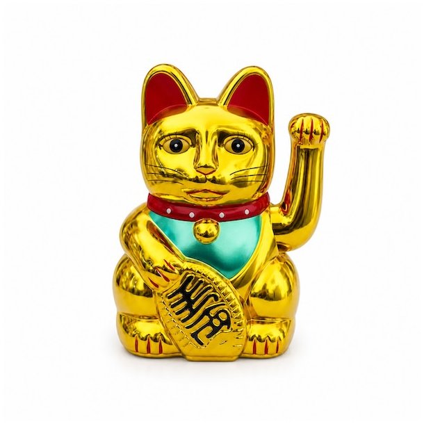 Lucky Cat 13 cm � Guld Maneki Neko Lykkekat