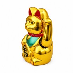 Lucky Cat 13 cm � Guld Maneki Neko Lykkekat