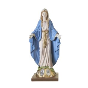 Smuk h�ndmalet Madonna figur i polyresin, 20 cm � h�ndlavet i Italien med s�lvmedaljer