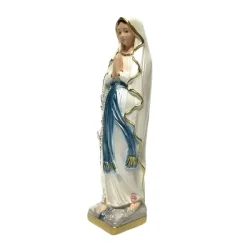 Str�lende Madonna figur med perlemorssk�r, 20 cm � Lourdes-inspireret og h�ndmalet