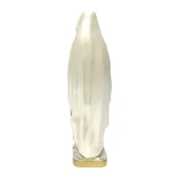 Str�lende Madonna figur med perlemorssk�r, 20 cm � Lourdes-inspireret og h�ndmalet