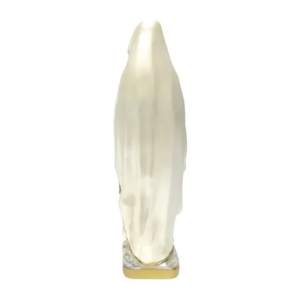 Str�lende Madonna figur med perlemorssk�r, 20 cm � Lourdes-inspireret og h�ndmalet