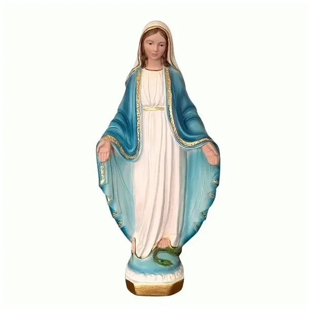 Stor Fluoserende Madonna statue 33x15 cm � H�ndmalet italiensk gipsfigur