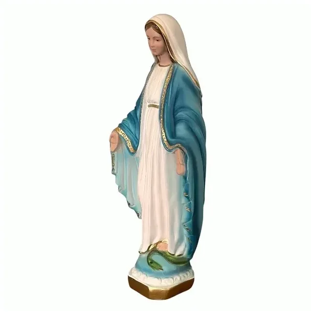 Stor Fluoserende Madonna statue 33x15 cm � H�ndmalet italiensk gipsfigur