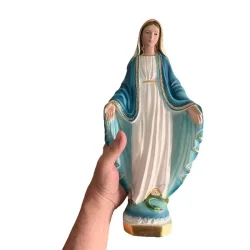 Stor Fluoserende Madonna statue 33x15 cm � H�ndmalet italiensk gipsfigur