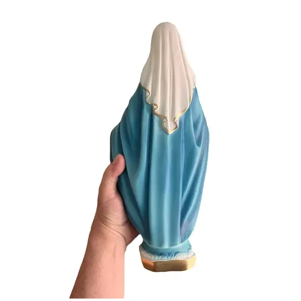 Stor Fluoserende Madonna statue 33x15 cm � H�ndmalet italiensk gipsfigur