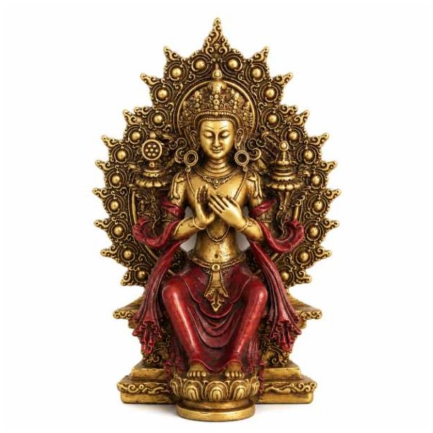 Dekorativ Maitreya Buddha figur i massiv polyresin til meditation og harmonisk indretning.
